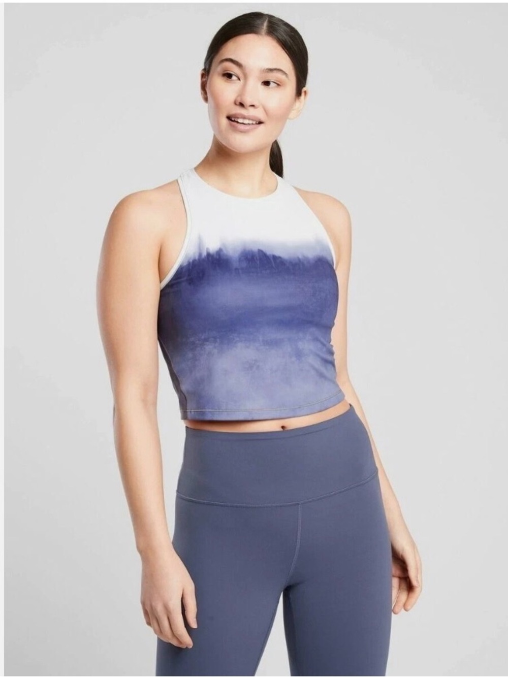Athleta Shanti Watercolor Stripe Crop Tank size small